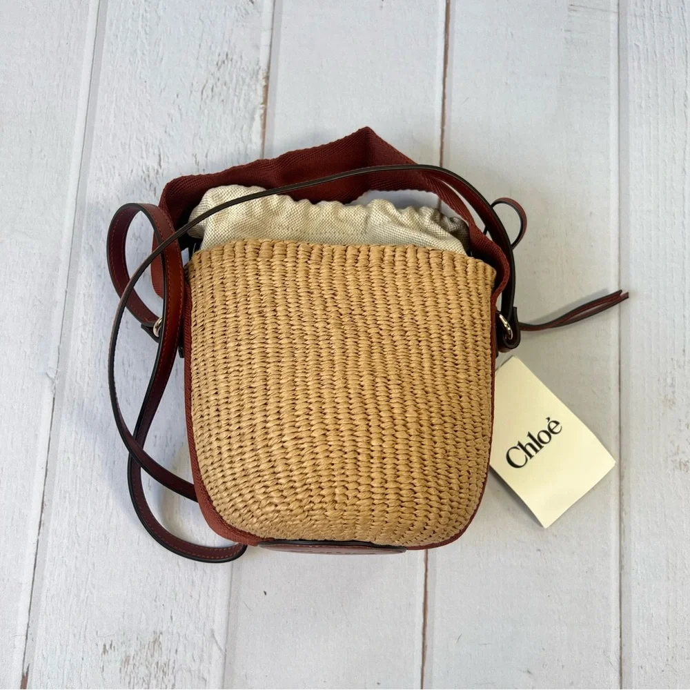 Chloé Small Horse Medal Basket In Natural Fibers; Sepia Brown - Picture 6 of 9